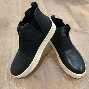 J Slides Black Slip On Platform Sneakers